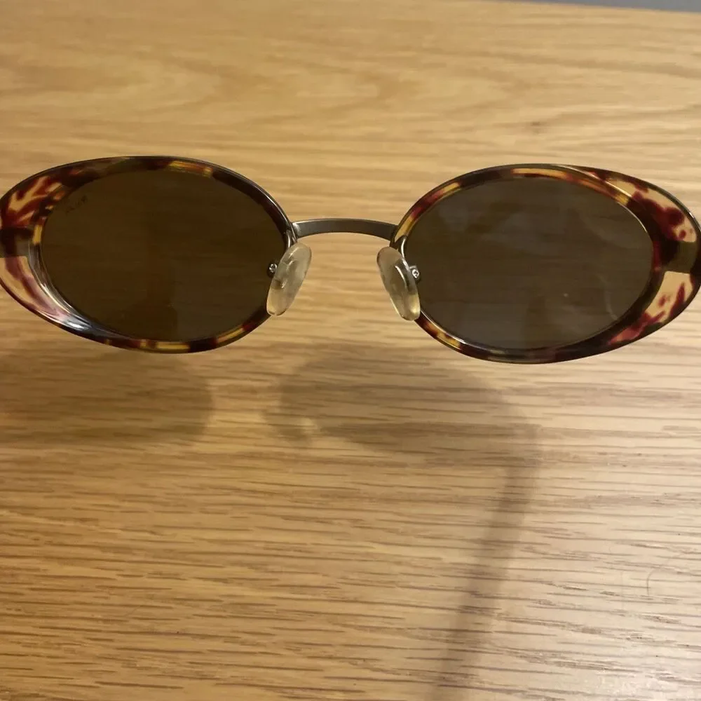 Vintage 90s Ralph Lauren 924/S Oval Sunglasses Tortoise & Gold Goth Steampunk